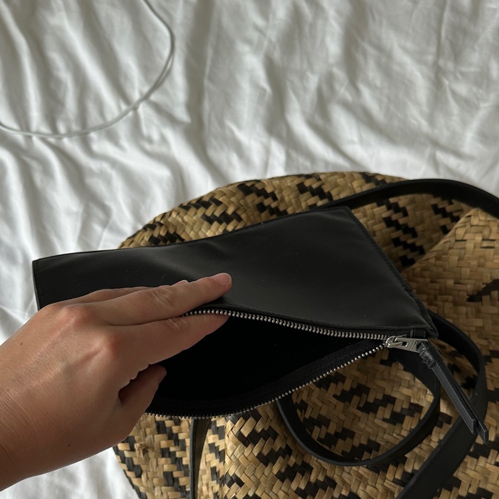 All Saints Tan and Black Woven Tote - Picture 5 of 8